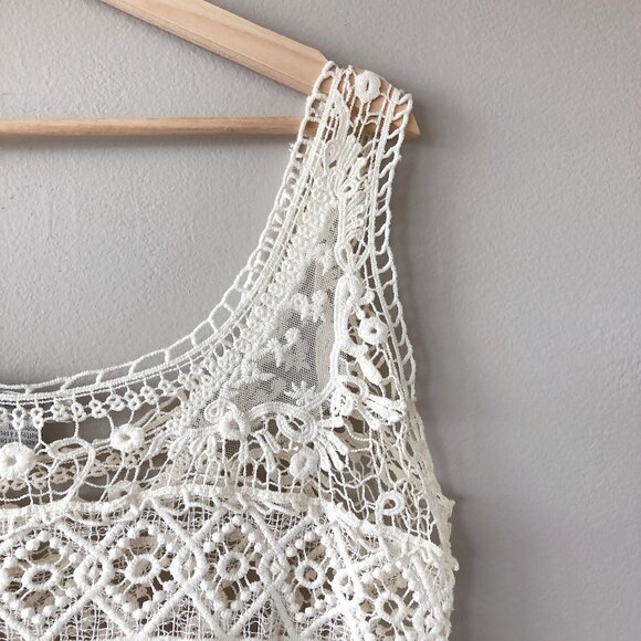 Solitaire knit cream tank top blouse medium - Picture 13 of 15